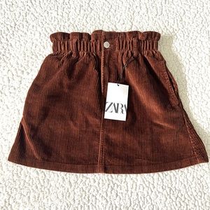Zara Girls Paper-bag Corduroy Skirt • Size: 11/12 •    Color: Rustic Brown